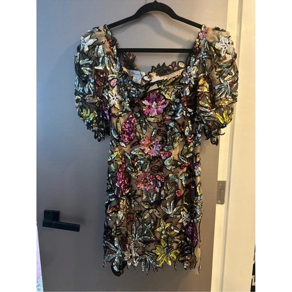 Oscar de la Renta sequin floral appliqué dress- Size 4 never worn - Picture 4 of 7
